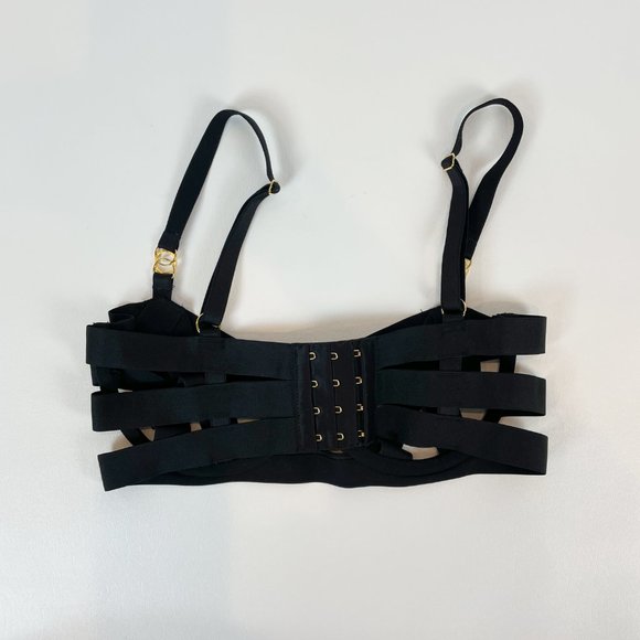NWOT Victoria's Secret Bra 32D Unlined Balconet Strappy Banded Black - Picture 3 of 9